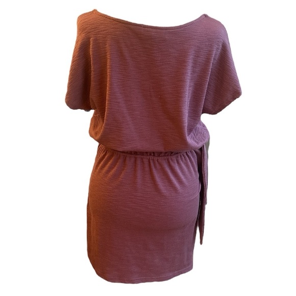 Listicle T-Shirt Dress with Tie Waist Mauve size S - Picture 3 of 10